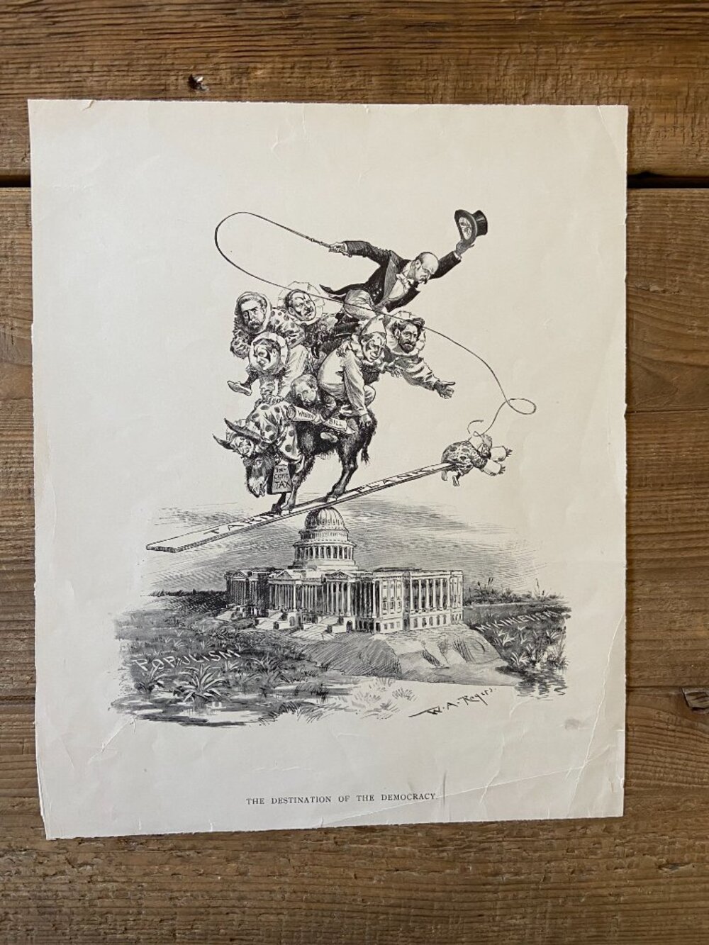 WA Rogers, Political Cartoon, Antique Woodcut Engraving
